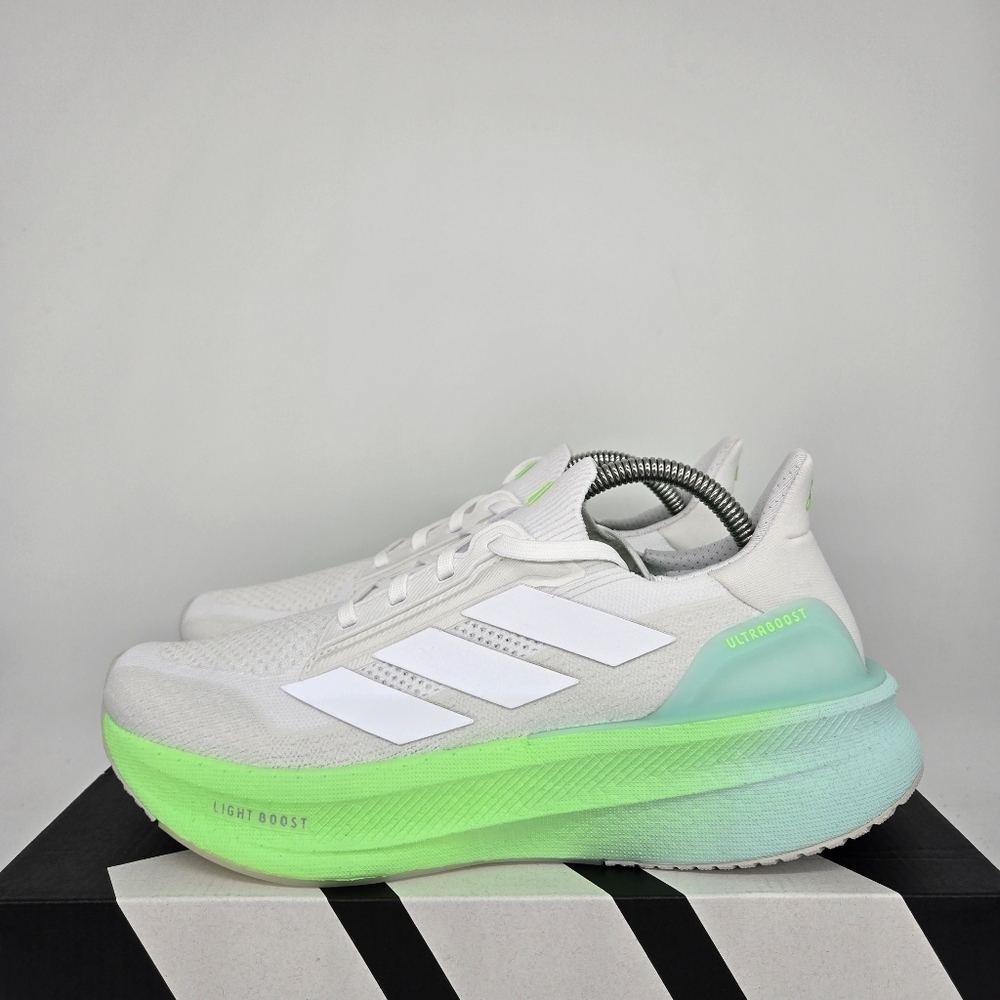 New Adidas UltraBoost 5X White Lime Burst JQ2927 Women's Running Shoes Size 6.5